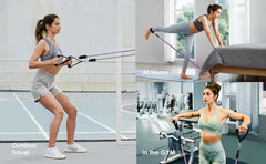 Barra de Entrenamiento CoreForge™ con Bandas – Gimnasio Completo para Fuerza y Tonificación