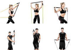 Barra de Entrenamiento CoreForge™ con Bandas – Gimnasio Completo para Fuerza y Tonificación