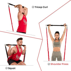 Barra de Entrenamiento CoreForge™ con Bandas – Gimnasio Completo para Fuerza y Tonificación