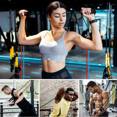 Barra de Entrenamiento CoreForge™ con Bandas – Gimnasio Completo para Fuerza y Tonificación