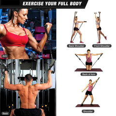 Barra de Entrenamiento CoreForge™ con Bandas – Gimnasio Completo para Fuerza y Tonificación