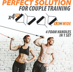 Barra de Entrenamiento CoreForge™ con Bandas – Gimnasio Completo para Fuerza y Tonificación