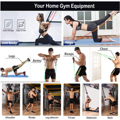 Barra de Entrenamiento CoreForge™ con Bandas – Gimnasio Completo para Fuerza y Tonificación
