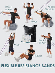 Barra de Entrenamiento CoreForge™ con Bandas – Gimnasio Completo para Fuerza y Tonificación