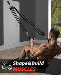 Barra de Entrenamiento CoreForge™ con Bandas – Gimnasio Completo para Fuerza y Tonificación
