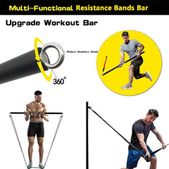 Barra de Entrenamiento CoreForge™ con Bandas – Gimnasio Completo para Fuerza y Tonificación