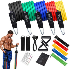 Barra de Entrenamiento CoreForge™ con Bandas – Gimnasio Completo para Fuerza y Tonificación