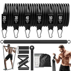 Barra de Entrenamiento CoreForge™ con Bandas – Gimnasio Completo para Fuerza y Tonificación